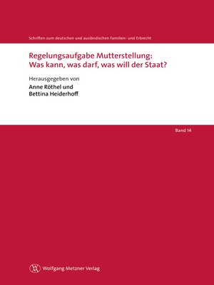 cover image of Regelungsaufgabe Mutterstellung